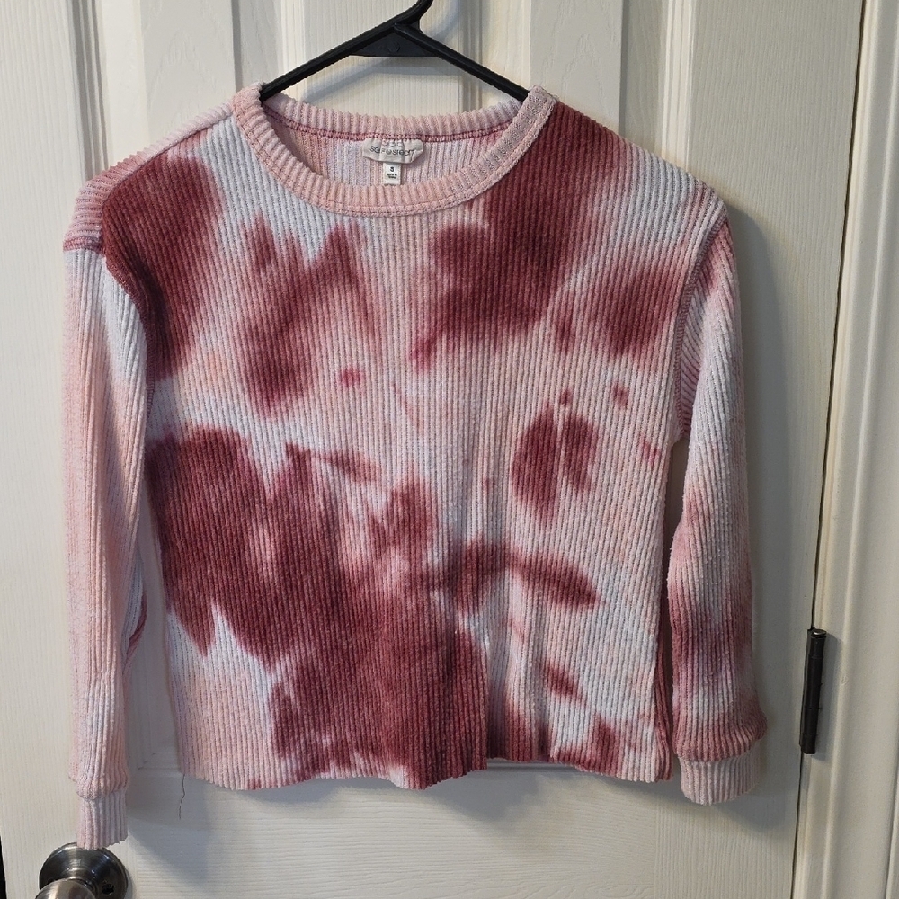 Self Esteem Pink and Red Tie-Dye Crop Top